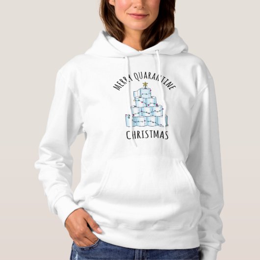 Merry Quarantine kerstboompapier Toilet Paper Hoodie (Voorkant)