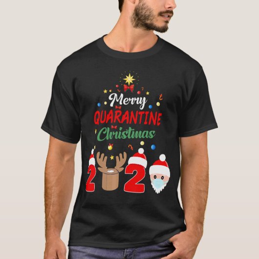 Merry Quarantine Kerstmis 2020 Xmas Pajamas T-shirt (Voorkant)