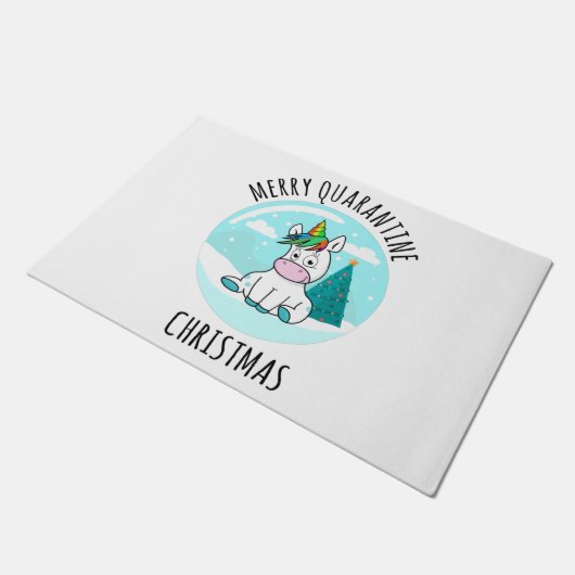 Merry Quarantine Kerstunicorn Deurmat (Schuin)