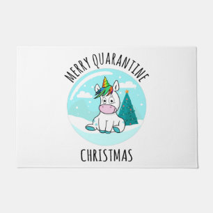 Merry Quarantine Kerstunicorn Deurmat