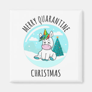 Merry Quarantine Kerstunicorn Magneet