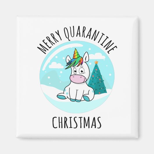 Merry Quarantine Kerstunicorn Magneet (Voorkant)