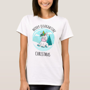 Merry Quarantine Kerstunicorn T-shirt