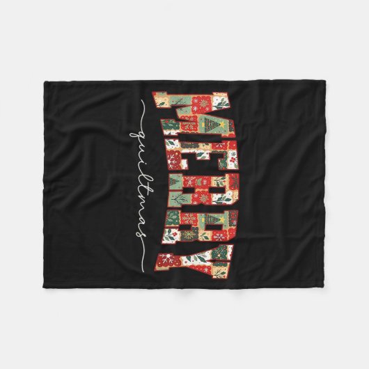 Merry Quiltmas Patchwork Quilters Knitting Sewing  Fleece Deken (Voorkant (Horizontaal))