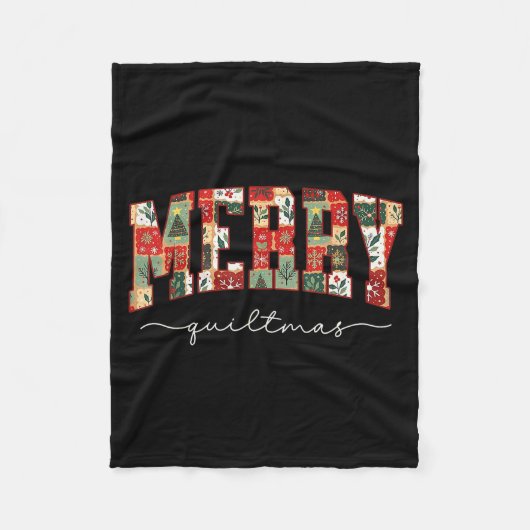 Merry Quiltmas Patchwork Quilters Knitting Sewing  Fleece Deken (Voorkant)