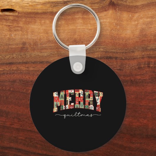 Merry Quiltmas Patchwork Quilters Knitting Sewing  Sleutelhanger (Voorkant)