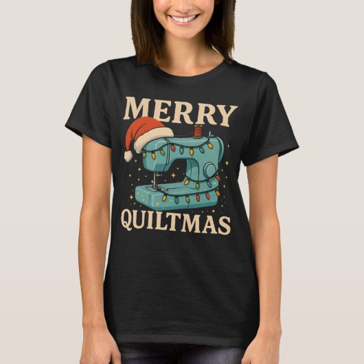 Merry Quiltmas Sewing Machine 5 T-shirt (Voorkant)