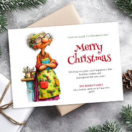 Merry Quirky Woman Editable Digital Greeting Feestdagenkaart