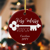 Merry Realtor Nieuwe Home Key Aangepaste naam Kers Keramisch Ornament
