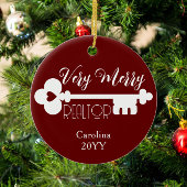Merry Realtor Nieuwe Home Key Aangepaste naam Kers Keramisch Ornament