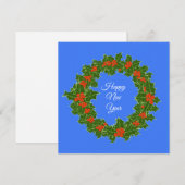 Merry Red Berry en Holly Wreath Feestdagenkaart (Voorkant / Achterkant)