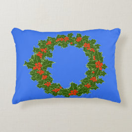 Merry Red Berry en Holly Wreath voor Kerstmis Accent Kussen