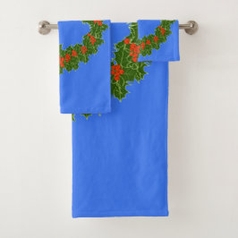 Merry Red Berry en Holly Wreath voor Kerstmis Bad Handdoek