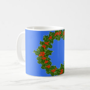 Merry Red Berry en Holly Wreath voor Kerstmis Koffiemok