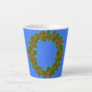 Merry Red Berry en Holly Wreath voor Kerstmis Latte Mok