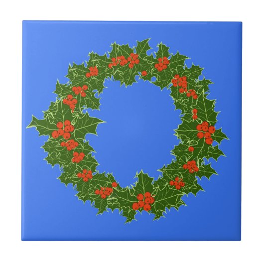 Merry Red Berry en Holly Wreath voor Kerstmis Tegeltje (Voorkant)