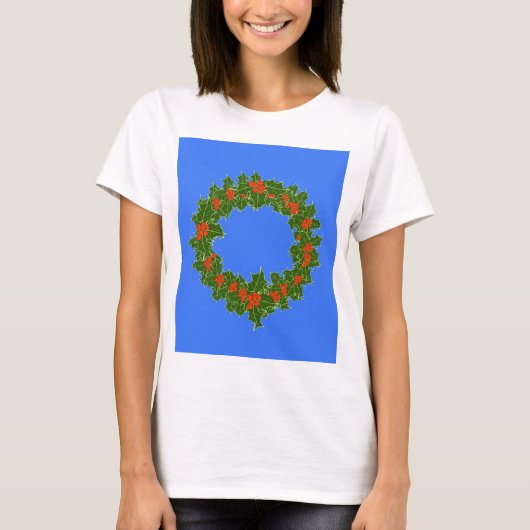 Merry Red Berry & Holly Wreath voor Kerstmis T-Sh T-shirt (Voorkant)