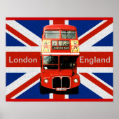 Merry Red Bus en de Britse vlag Poster (Voorkant)