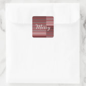 Merry -Red, Gray, Black, White Stripes Vierkante Sticker (Tas)