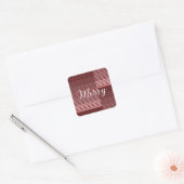 Merry -Red, Gray, Black, White Stripes Vierkante Sticker (Envelop)