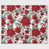 Merry Red Poinsettia Flowers Ivy verliest Waterver Cadeaupapier (Vlak)