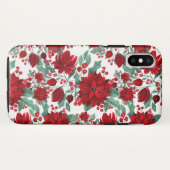 Merry Red Poinsettia Flowers Ivy verliest Waterver Case-Mate iPhone Case (Achterkant (horizontaal))
