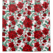 Merry Red Poinsettia Flowers Ivy verliest Waterver Douchegordijn (Voorkant)