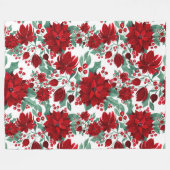 Merry Red Poinsettia Flowers Ivy verliest Waterver Fleece Deken (Voorkant (Horizontaal))