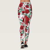 Merry Red Poinsettia Flowers Ivy verliest Waterver Leggings (Achterkant)
