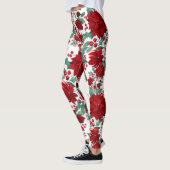 Merry Red Poinsettia Flowers Ivy verliest Waterver Leggings (Links)