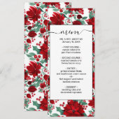 Merry Red Poinsettia Flowers Ivy verliest Waterver Menu (Voorkant / Achterkant)