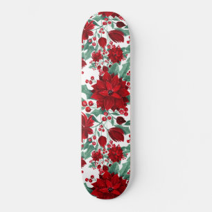 Merry Red Poinsettia Flowers Ivy verliest Waterver Persoonlijk Skateboard