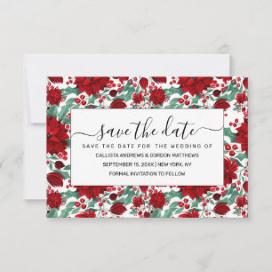 Merry Red Poinsettia Flowers Ivy verliest Waterver Save The Date