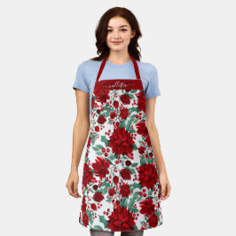 Merry Red Poinsettia Flowers Ivy verliest Waterver Schort