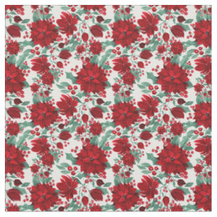 Merry Red Poinsettia Flowers Ivy verliest Waterver Stof