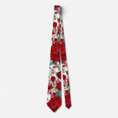 Merry Red Poinsettia Flowers Ivy verliest Waterver Stropdas (Voorkant)