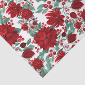 Merry Red Poinsettia Flowers Ivy verliest Waterver Tissuepapier (Detail)