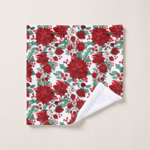 Merry Red Poinsettia Flowers Ivy verliest Waterver Washandje