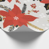 Merry Red Poinsettia kerstmis met cadeautje Cadeaupapier (Hoek)