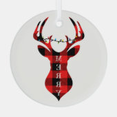 Merry Red Pset Reindeer Silhouette Circle Glass Glas Ornament (Achterkant)