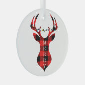 Merry Red Pset Reindeer Silhouette Circle Glass Glas Ornament (Voorkant Rechts)