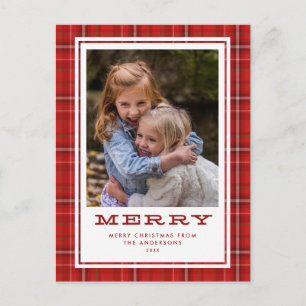 Merry Red Pset Single Photo Kerstmis Feestdagenkaart