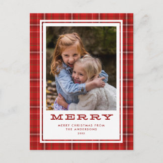 Merry Red Pset Single Photo Kerstmis Feestdagenkaart