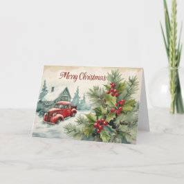 Merry Red Truck Christmas Gevouwen Vakantie Kaart