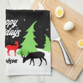 Merry Reindeer Kitchen Towels Theedoek (Quarter Fold)