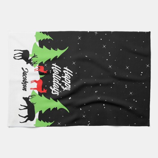 Merry Reindeer Kitchen Towels Theedoek (Horizontaal)