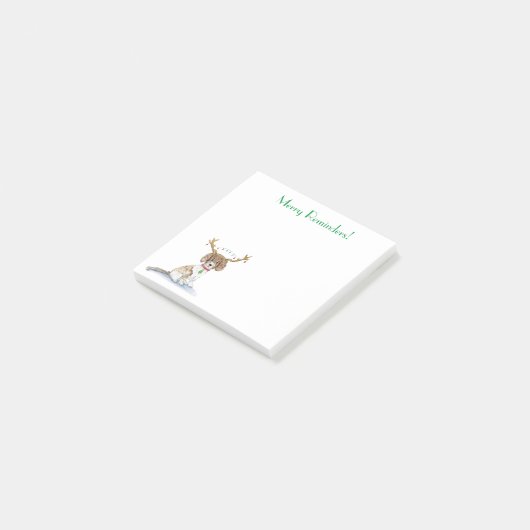Merry Reminders. Waterverf Labradoodle Xmas Post-it® Notes (Schuin)