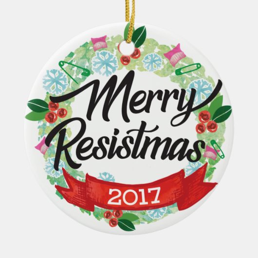 Merry Resistmas Holiday Ornament (Voorkant)