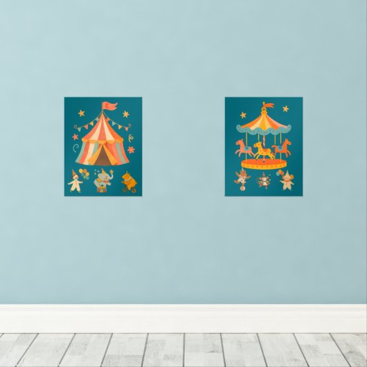 Merry Retro Circus Print Set (Houten vloer)