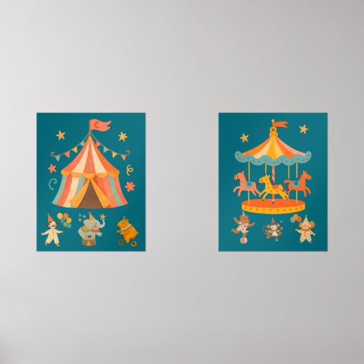Merry Retro Circus Print Set (Voorkant)